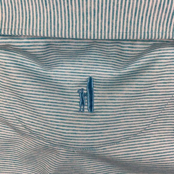 Johnnie-O Mens Shirt Large Blue Striped Polo Prep-Formance Stretch Golf Preppy - Picture 8 of 8